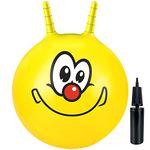 Ynanimery Space Hoppers for Kids, 18 Inch Jumping Ball with Handle, Hopper Ball with Pump for Boys Girls Age 3-8 Indoor and Outdoor Garden Game, Yellow