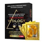 Vitalogy - Under Eye Patches for Dark Circles and Wrinkles | 24K Gold Anti-Aging Mask, Pads for Puffy Eyes & Bags | Collagen Eye Mask with Natural Extracts & Hyaluronic Acid (Pack of 10 Pairs)