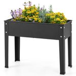 GiantexUK Raised Garden Bed, Metal Elevated Planter Box with Drainage Hole & Rolled Edges, Flowers Pot Herbs Vegetables Planting Stand Holder for Patio Backyard Balcony (60 x 27 x 45cm)