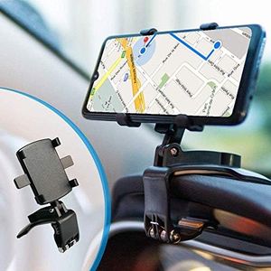 BEENLE Supporto Multifunzione per Cruscotto Auto Specchietto Retrovisore con Clip a Molla Regolabile a 360°, Adatto per Smartphone da 4 a 7 Pollici