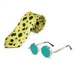 Ealipoi Nanami Tie Anime Jujitsu Kaisen Kento Nanami Glasses Cosplay Yellow Green Accessories 2PCS (silver)