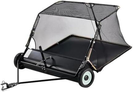 KARHDIR 52 inch Tow Behind Lawn Sweeper, 26 cu. ft Large Capacity Leaf Collector with Heavy Duty Dumping Rope Adjustable Sweeping Height, for Yard Lawn Farm