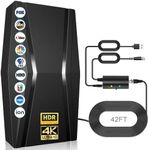 1100+ Miles TV Antenna Indoor,Digital TV Antenna for Smart TV with Strongest Amplifier Signal Booster- High Gain HD TV Antenna for Local Channels -42ft Coax HDTV Cable-Support 8K 4K1080p