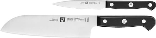 ZWILLING Gourmet Knife Set, 2 pieces (Paring/Garnishing Knife 10 cm, Santoku Knife 18 cm), Special Stainless Steel, Ergonomic Plastic Handle, Black - Made in Germany