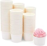 Juvale 100-Pack Disposable Paper Ice Cream Cups, 5oz Dessert Bowls for Sundae Bar, Frozen Yogurt (White)