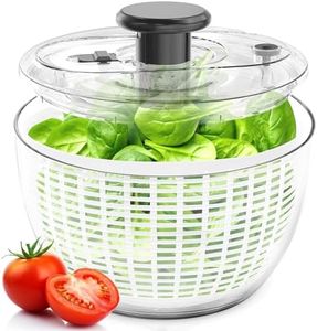 Fullstar Large Salad Spinner- Lettuce Spinner, Fruit Washer Spinner, Fruit Dryer Spinner, Fruit Spinner Dryer, Fruit Cleaner Spinner, Salad Spinners Salad Dryer, Vegetable Spinner - 6.3 Quart (White)