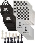 WE Games Tournament Chess Set – Chess Board for Adults with 34 Pieces, Roll-Up Vinyl Board, Accessories & Travel Bag - Set of 12, Black & White