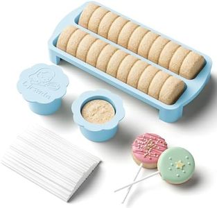 LJRSWDA Cake Pop Cutter and Pusher Kit with Non-3D Printed 1.75” Round Cake Pop Mold, High-Capacity Dual-Cavity Cake Pop Tray, Set with 100 Pcs Cake Pop Sticks, Dishwasher Friendly | Blue