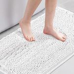 H.VERSAILTEX Microfiber Bath Rugs Chenille Floor Mat Ultra Soft Washable Bathroom Dry Fast Water Absorbent Bedroom Area Rugs, 24 x 42 - Inch, Pure White