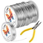 16 Gauge(1.5mm) Aluminum Wire 164 Feet(50M) KSVZS Bendable Metal Wire for Crafts,Sculpting,Armature,Jewelry Making【3-in-1】+18Gauge(1.0mm) Wire 32.8Ft(10M)+1 Pliers(Silver)……