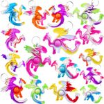 （Students Gift）24 Packs Bulk Dragon Raptor Backpack Mini Pop Rainbow Keychain fidgets Bubble Toys for Kids Children Classroom Students Gift from Teacher,Small Birthday Party Favors Gift