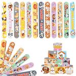 Mienocol 24 PCS Pet Dog Slap Bracelets Wristband Slap Bands,Paw Print Puppy Dog Party Snap Band Bracelets for Puppy Dogs Theme Birthday Party Supplies Classroom Prizes Xmas Gifts