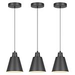 Industrial Pendant Lights Black Pendant Light Fixtures Vintage Pendant Lights for Kitchen Island with Black Metal Shade, Farmhouse Pendant Lights for Dinning Table Bedroom Bar - Black, 3 Packs