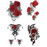 Yesallwas 4 Sheets Large Temporary Tattoo Sticker Fake Tattoos for Women Girls Models,Waterproof Long Lasting Body Art Makeup Sexy Realistic Arm Tattoos -Rose, Flowers，Jewelry 5.9x8.26inche (A)