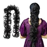 TEMPERIA Messy Hair Frill Extension for Women & Girls - Premium Braid Ponytail Hair Accessories - Brown - 1 Pc