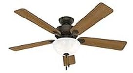 Hunter Swanson 52-inch Indoor New Bronze Traditional Ceiling Fan With Bright LED Light Kit, Pull Chains, and Reversible WhisperWind Motor Included