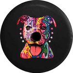 Pike Outdoors JL Series Spare Tire Cover with Backup Camera Hole Neon Artistic K9 American Lab Pit Bull Staffy Dog Mix Black 32 in