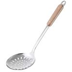 Naidev 1 Piece Kitchen Cooking Stainless Steel Skimmer with Wooden Handle Cooking Tools Gadgets Spatula Set Hook,Slotted Skimmer,Jara (Skimmer, 1)