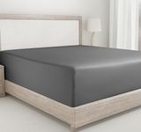 Fitted Sheet Queen Deep Pocket Soft, 100% Cotton, 400 Sateen, No Pop-Off Elastic, Deep Pocket, Durable Fitted Sheet with Head & Foot Tags (Queen, Dark Gray)