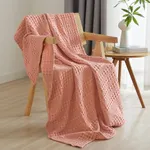 PHF 100% Cotton Waffle Weave Throw Blanket - Lightweight Washed Cotton Throw Blanket for Spring & Summer - 50"x60" Aesthetic Breathable and Skin-Friendly Blanket for Room Decor & Office - Canyon Clay