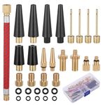 Hejo 33 PCS Bike Pump Adaptor Set, Metal Valve Adapter, Pure Copper Bicycle Valve Car Valve Adapter, Bike Tire Valve Adapters for Compressor Bicycle Pump