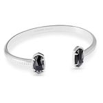 Kendra Scott Elton Cuff Bracelet in Black Opaque Glass, Rhodium-Plated