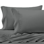 Pizuna Cotton Pillow Cases Queen Size 2 Pack Grey Dark, 400 Thread Count 100% Long Staple Combed Cotton Sateen Weave Pillowcase with Stylish 10 cm Hem (100% Cotton Queen Pillow Covers Grey Dark)