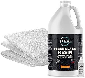 True Composites Fiberglass Polyester Resin-Marine Grade Repair Kit-(1 Gallon 2oz Hardener) Fiberglass Chopped Strand Mat (1.5oz x38' Wide x5 Yards-15 feet) Clear Coating, Bonding, Crack Filling