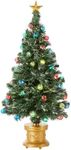 National Tree 48 Inch Fiber Optic Ornament Fireworks Tree with Gold Top Star and Multicolored Lights in Gold Base (SZOX7-100L-48)