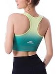 CLDFHX Sports Bras Women Padded Seamless Comfy Impact Support Racerback Sports Bras Without Underwire for Running Fitness Yoga Workout Gym, Multicolored Green, 3XL