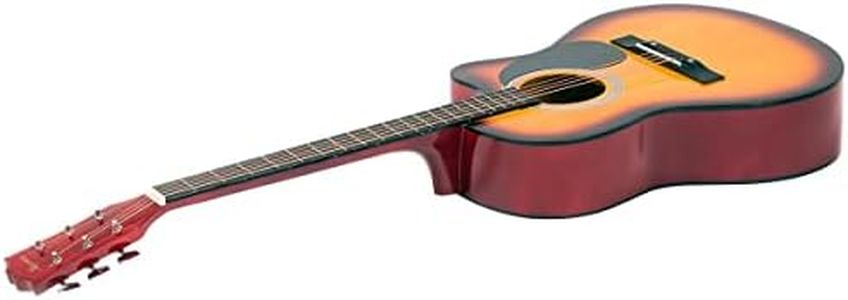 Karrera Acoustic Cutaway Guitar 40in - Sunburst with Bag Strings Picks Winder Strap