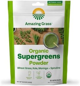 Amazing Grass Super Greens Booster: Greens Powder Smoothie Mix with Spirulina, Moringa, Wheat Grass & Kale Smoothie Booster, Chlorophyll Providing Greens, 30 Servings