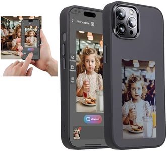 DIY E-Ink Phone Case for iPhone APP Operation Smart Photo Rear Projection Customiza Phone Case Instantly Display Photos On The Ink Screen Back Cover Personalize Phone case (Black, iPhone 14 Pro Max)