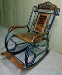 Serenz Wood & Wrought Iron Rolling Chair (Multicolour)