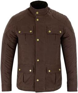 Gallanto Men's Classic Brown Waxed Cotton Motorcycle Jacket Textile Biker Armoured (XL)