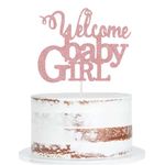 Welcome a Girl Cake Topper, Baby Shower Cake Topper, Gender Reveal Decorations (PINK)