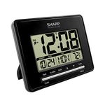 Sharp Atomic Desktop Clock – Auto Set Digital Alarm Clock - Atomic Accuracy - Easy to Read Screen with Time/Date/Temperature Display- Perfect for Nightstand or Desk