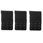 Yesmin Pack of 3 Bra Strap Extenders Extensions Elastic Extender Set 3 Hooks (Black)