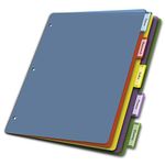 Cardinal, Plastic Binder Dividers without Pockets, 5-Tab, Insertable Multicolor Tabs, Letter Size,1 Set (84018)