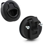 POFET 2 Inch 50mm Flush Pull Slam Latch Round for Rv Boat for Marine Deck Hatch Door Cabinet Hardware, Plastic, Black