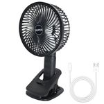 EXTFANS 4 in 1 Clip Fan USB Rechargeable, 3 Speeds Desktop Fan, Portable Stroller Desktop Fan, Quiet Cooling Fan for Bed, Camping, Travelling, Office, Car, Stroller (black)