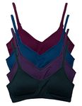 Kalon Women’s 4 Pack Demi Padded Bralette Wireless Comfortable Bra, Dark Vintage, Small-Medium Big