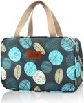 Toiletry Bag, Hand-Held Travel Hanging Cosmetic Hangbag,Bathroom Storage Holdall for Women Girls Ladies (Blue Leaves)