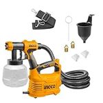 INGCO Corded Paint Sprayer, Electric HVLP Spray Gun 100Din-s 550W 1000ml Detachable Container, with Base Station for Painting, Furniture, Fences, Walls SPG50088