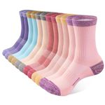 BUDERMMY Walking Socks Womens 6 Pairs Hiking Breathable Cushioned Socks Women Comfortable Anti Blister Casual Crew Socks Ladies Outdoor Multipack Performance Athletic Socks（multicolor 6pack 3-5）