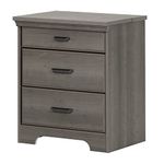 South Shore Furniture 10556 Versa Nightstand with Charging Station and Drawers, Gray Maple