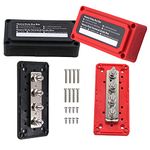 Jamgoer 300A Bus Bar Heavy Duty Module Design Power Distribution Block 12V 24V 48V DC Busbar Box with 4X M8(5/16") Terminal Studs for Battery Marine Automotive RV Car Truck (Black & Red)