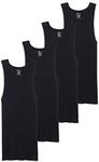 Jockey Men's T-Shirts 100% Cotton A-Shirt Tank - 4 Pack, Black, XL