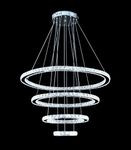 Crystal Chandeliers Modern LED Ceiling Lights Fixtures Pendant Lighting Dining Room Chandelier Contemporary Adjustable Stainless Steel Cable 4 Rings DIY Design D31.5+23.6"+15.7"+7.8"