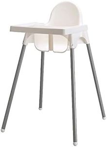 Seggiolone Antilop Ikea bianco in metallo con vassoio e cintura di sicurezza